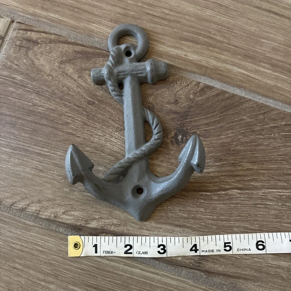 CAST IRON Ship ANCHOR‎ TOWEL HOOK Beach Nautical Decor Wall Mount